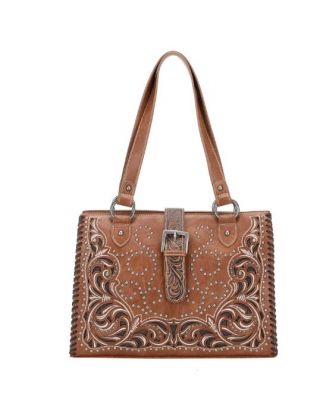 MW1143G-8317 BR Montana West Cut-Out/Buckle Collection Concealed Carry Tote