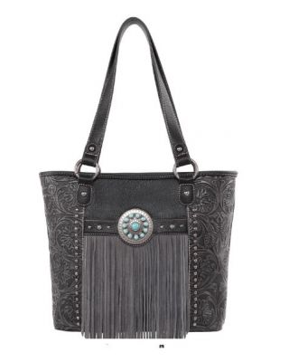 MW1146G-8317 BK  Montana West Fringe Collection Concealed Carry Tote