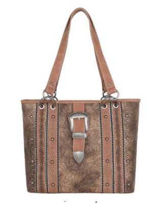 MW1148G-8317 BR Montana West Buckle Collection Concealed Carry Tote