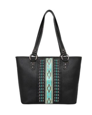 MW1153G-8317 BK  Montana West Aztec Embossed Collection Concealed Carry Tote