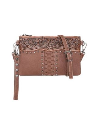 MW1155-181 BR Montana West Tooling Collection Clutch/Crossbody
