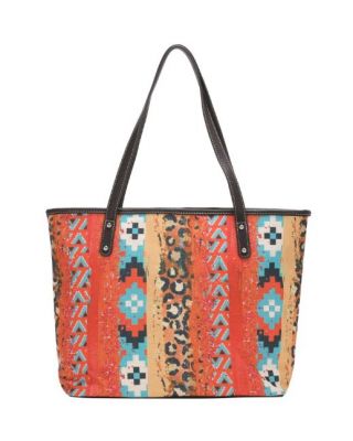 MW1167-8112 CF Montana West Aztec Leopard Print Canvas Tote Bag