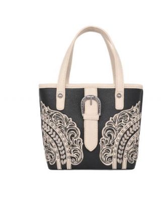 MW1177-923 BK  Montana West Cut-Out/Buckle Collection Small Tote/Crossbody