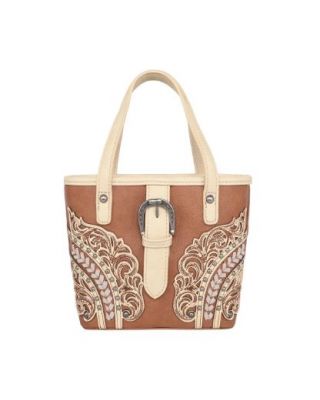MW1177-923 BR  Montana West Cut-Out/Buckle Collection Small Tote/Crossbody