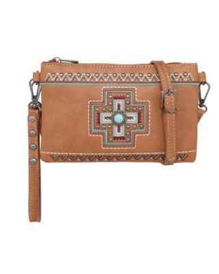 MW1199-181 BR  Montana West Concho Collection Crossbody/Wristlet