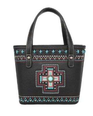 MW1199-923 BK  Montana West Concho Collection Small Tote/Crossbody