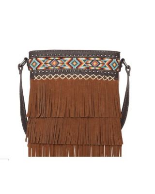 MW1203G-9360 BR  Montana West Aztec Tiered Fringe Collection Concealed Carry Crossbody