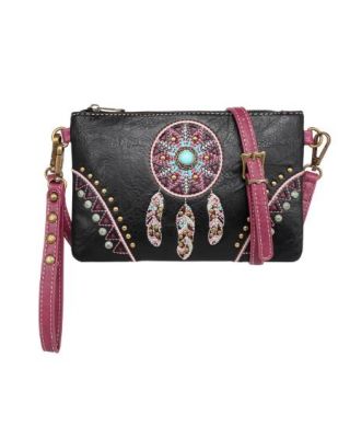 MW1206-181 BK Montana West Embroidered Collection Clutch/Crossbody