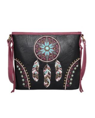 MW1206G-9360 BK Montana West Embroidered Collection Concealed Carry Crossbody