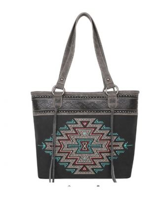 MW1207G-8317 BK Montana West Aztec Collection Concealed Carry Tote