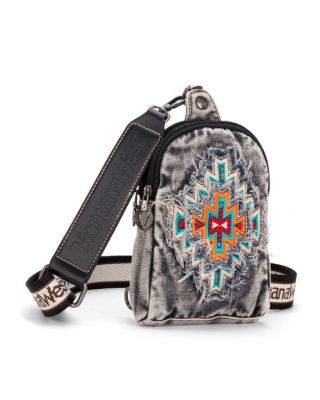 MW1210-210 BK Montana West Embroidered Aztec Collection Sling Bag