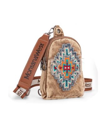 MW1210-210 BR Montana West Embroidered Aztec Collection Sling Bag