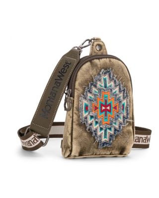 MW1210-210 GN Montana West Embroidered Aztec Collection Sling Bag