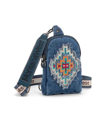 MW1210-210 NY Montana West Embroidered Aztec Collection Sling Bag