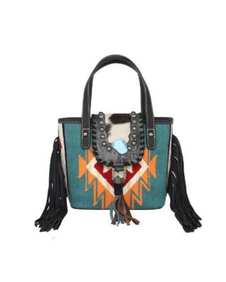 MW1215-923 BK Montana West Hair-On Cowhide  Aztec Small Tote/Crossbody