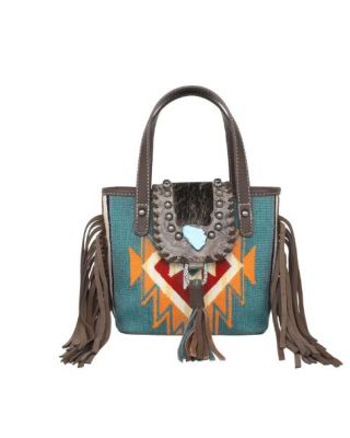 MW1215-923 CF Montana West Hair-On Cowhide  Aztec Small Tote/Crossbody