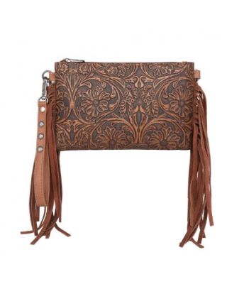 MW1217-181 BR Montana West Tooled Collection Clutch/Crossbody