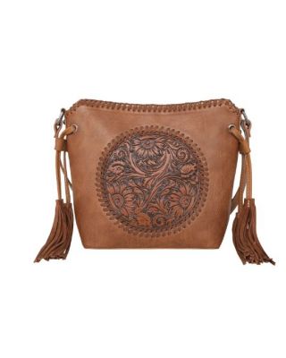 MW1218-8360 BR Montana West Tooled Collection Saddle Bag