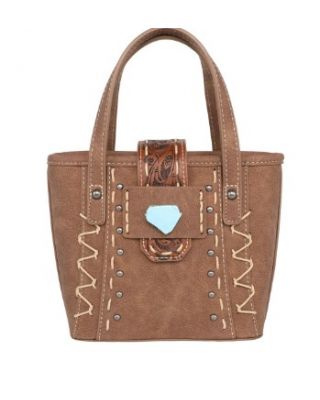 MW1221-923 BR Montana West Tooled Collection Small Tote/Crossbody