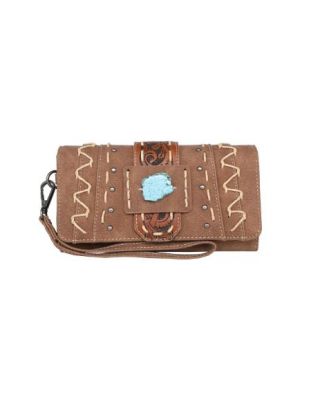 MW1221-W018 BR Montana West Tooled Collection Wallet
