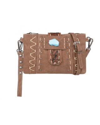 MW1221-181 BR Montana West Tooled Collection Clutch/Crossbody