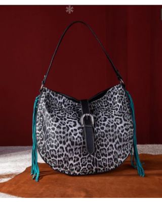 MW1240G-918 BK Montana West Leopard Collection Concealed Carry Hobo