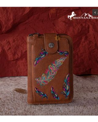 MW1242-183 BR Montana West Embroidered Collection Phone Wallet/Crossbody
