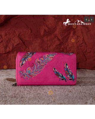 MW1242-W010 HPK Montana West Feather Embroidered Collection Wallet