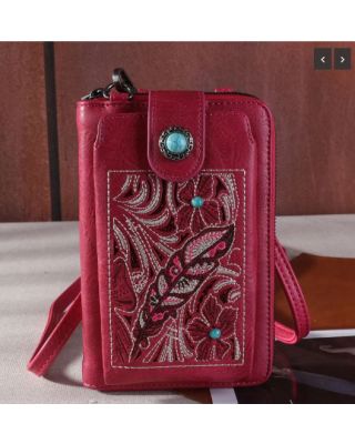 MW1244-183 HPK Montana West Embroidered Floral Cut-out Collection Phone Wallet/Crossbody