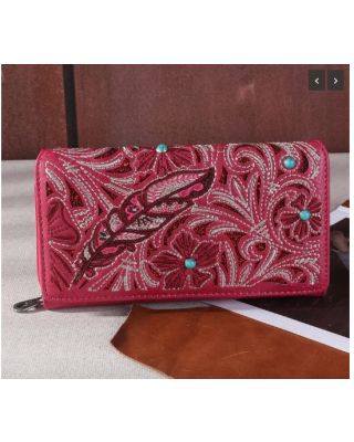 MW1244-W010 HPK Montana West Embroidered Floral Cut-out Cut-out Collection Wallet