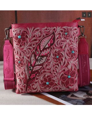 MW1244G-9360 HPK Montana West Embroidered Floral Cut-out Collection Concealed Carry Crossbod