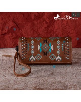 MW1245-W002 BR Montana West Embroidered Collection Wallet