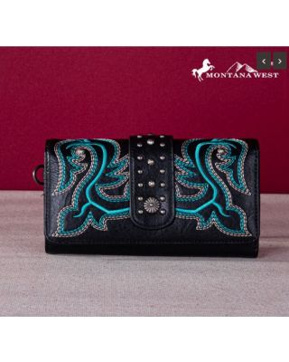 MW1247-W002 BK Montana West Embroidered Collection Wallet