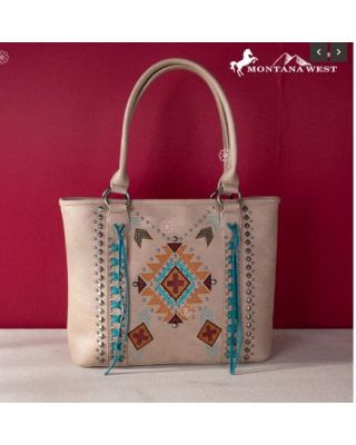 MW1248G-8317 TN Montana West Embroidered Aztec Collection Concealed Carry Tote