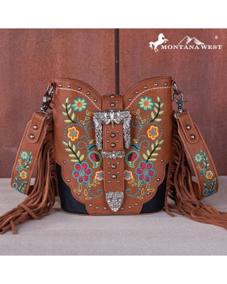 MW1252-8573 BR Montana West Buckle Collection Crossbody
