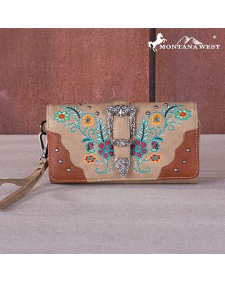 MW1252-W018 TN Montana West Embroidered Buckle Collection Wallet