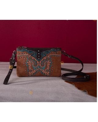 MW1253-181 BR Montana West Embroidered Collection Clutch/Crossbody