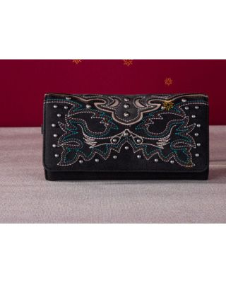 MW1253-W002 BK Montana West Embroidered Collection Wallet