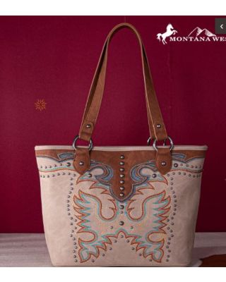 MW1253G-8317 TN Montana West Embroidered Collection Concealed Carry Tote