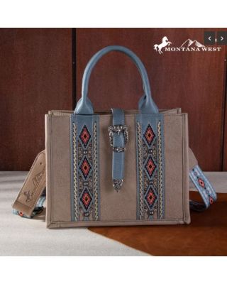 MW1254-8120S KH Montana West Buckle Aztec Concealed Carry Tote/Crossbody