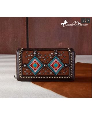 MW1254-W010 BR Montana West Buckle Aztec Collection Wallet