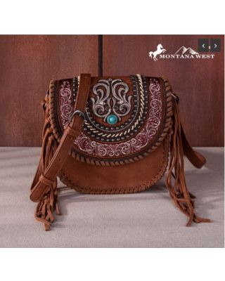MW1256-8360 BR Montana West Tooled Collection Concealed Carry Crossbody