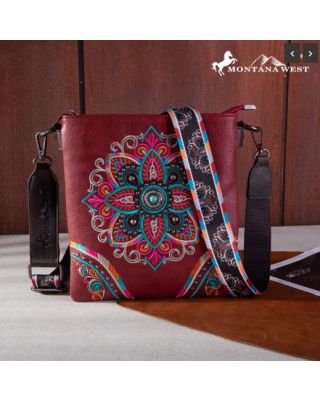 MW1258-9360 RD Montana West Embroidered Tribal Mandala Concealed Carry Crossbody