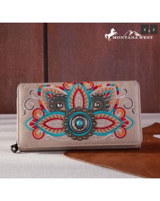 MW1258-W010 KH Montana West Embroidered Tribal Mandala Collection Wallet 