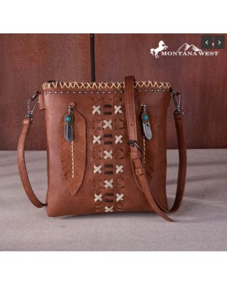MW1259G-9360 BR Montana West Feather Collection Concealed Carry Crossbody 
