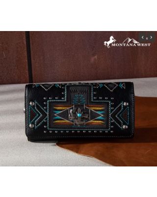MW1261-W002 BK Montana West Concho Collection Wallet