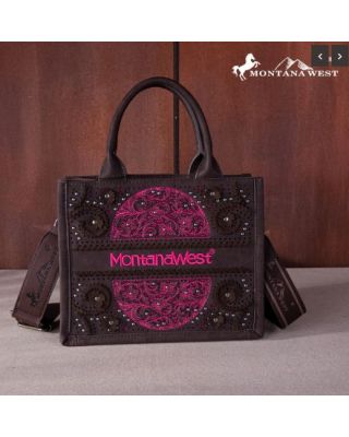 MW1266-8120S CF Montana West Embroidered Cut-out Concealed Carry Tote/Crossbody
