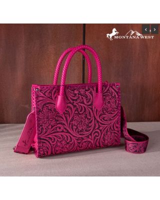 MW1267-8120S PK Montana West Embossed Floral Tote/Crossbody
