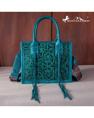 MW1268-8120S TQ Montana West Embossed Floral Tote/Crossbody