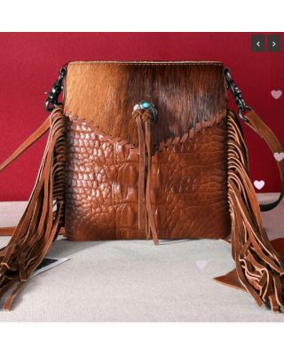 MW1268-8360 BR Montana West Hair-On Collection Crossbody